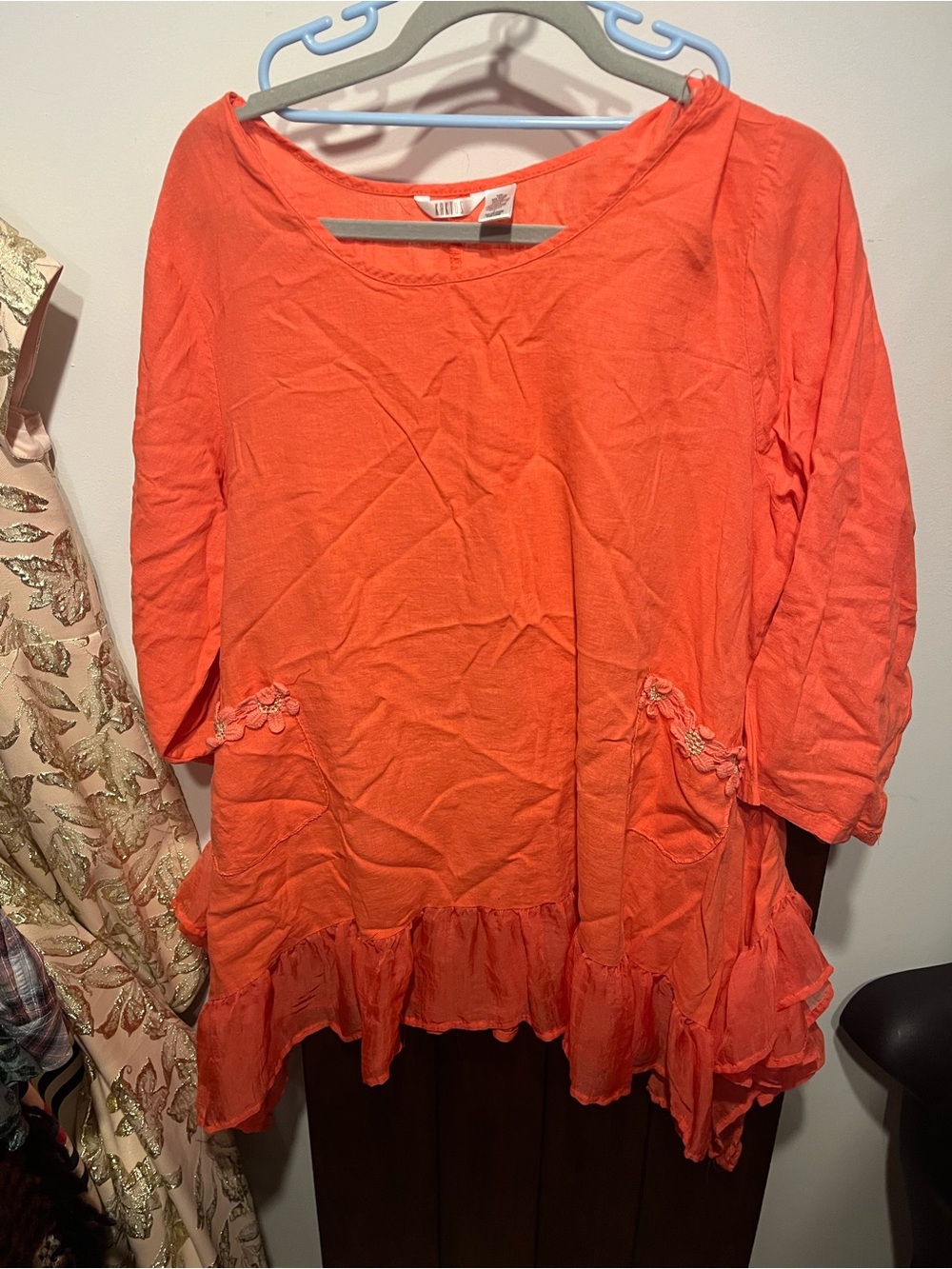 Women's Coral Ruffle Hem Tunic Top